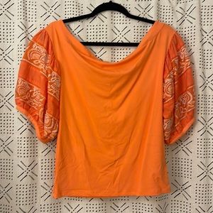 New without tags free people coral orange wide neck shirt